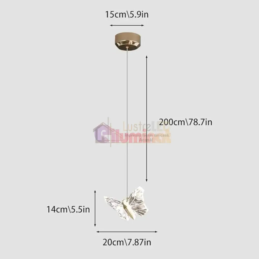Pendul LED Gold Butterfly 12W lustreled.ro