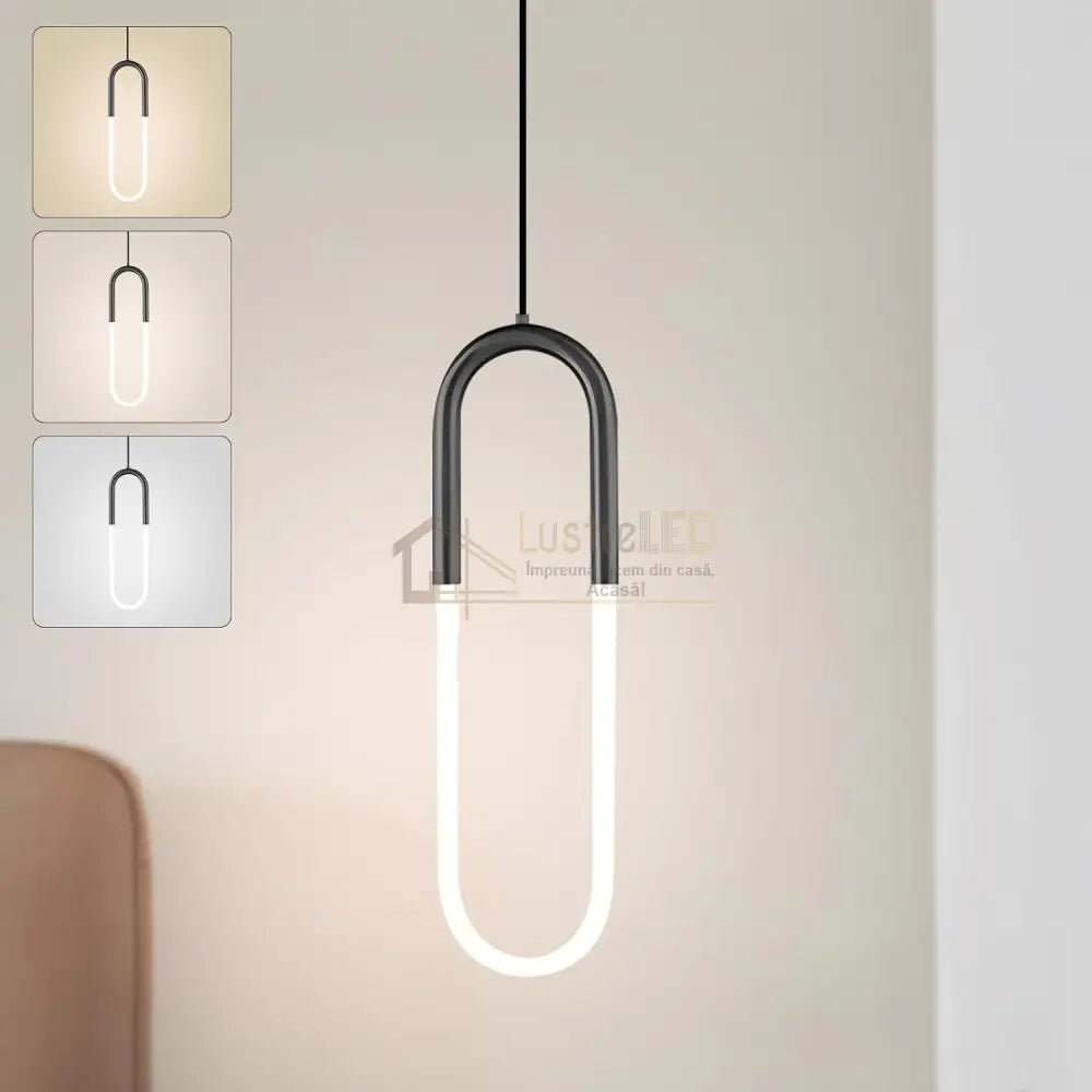 Pendul LED HALO Black Echivalent 140W MINIMALIST DESIGN / NEAGRA led ceiling light