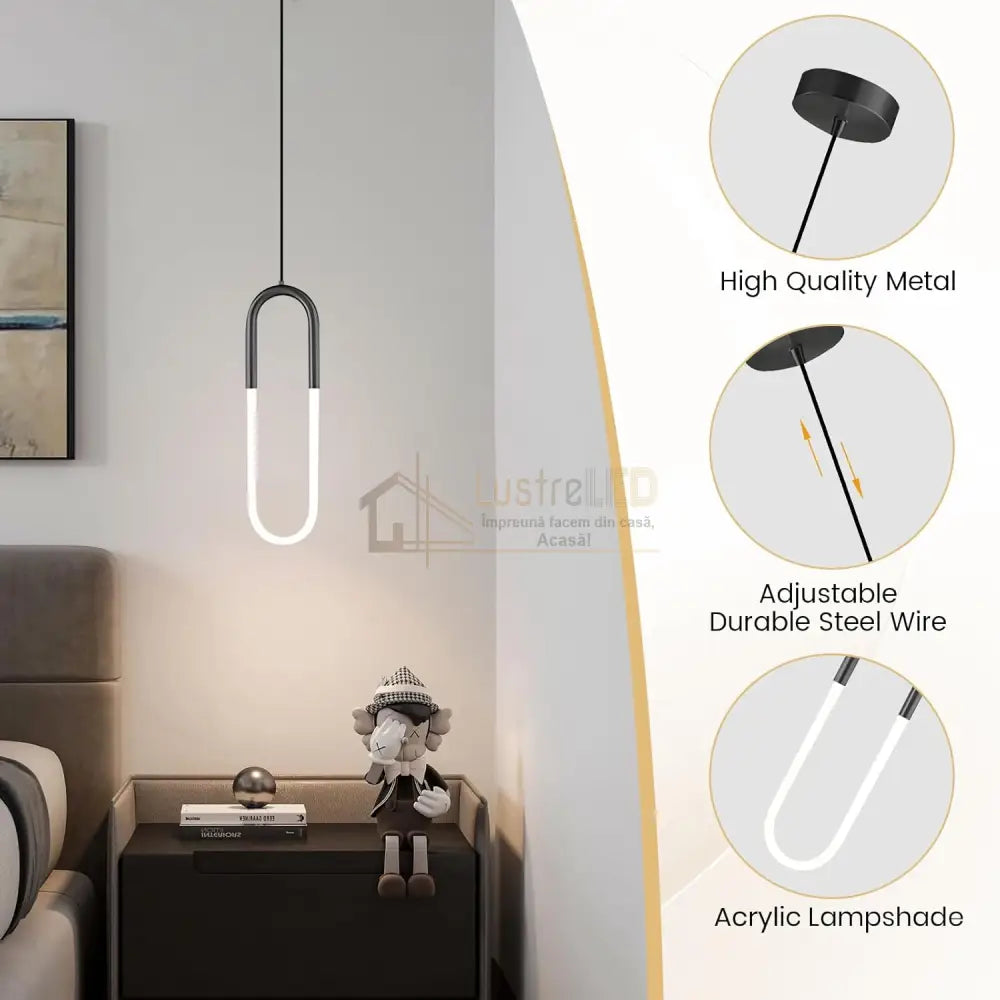 Pendul LED HALO Black Echivalent 140W MINIMALIST DESIGN / NEAGRA led ceiling light