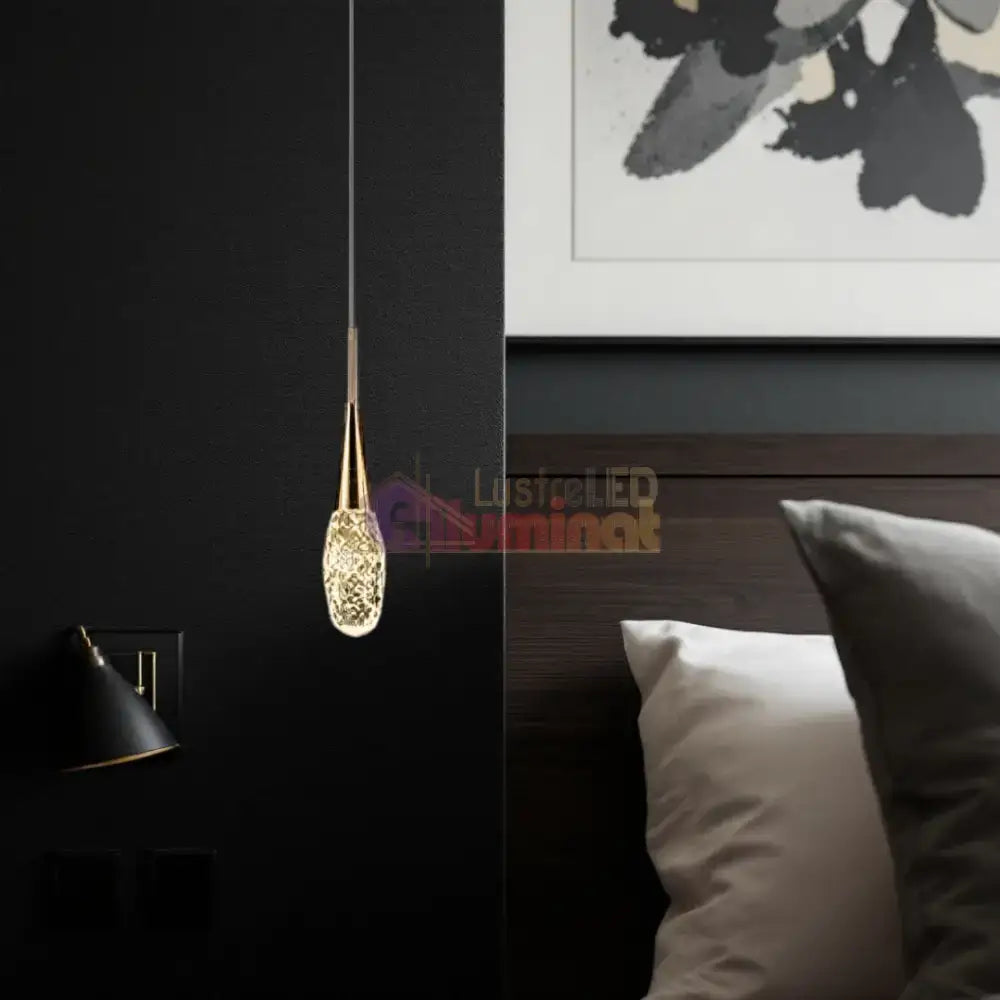 Pendul LED Luxury Crystal Golden Drops lustreled.ro
