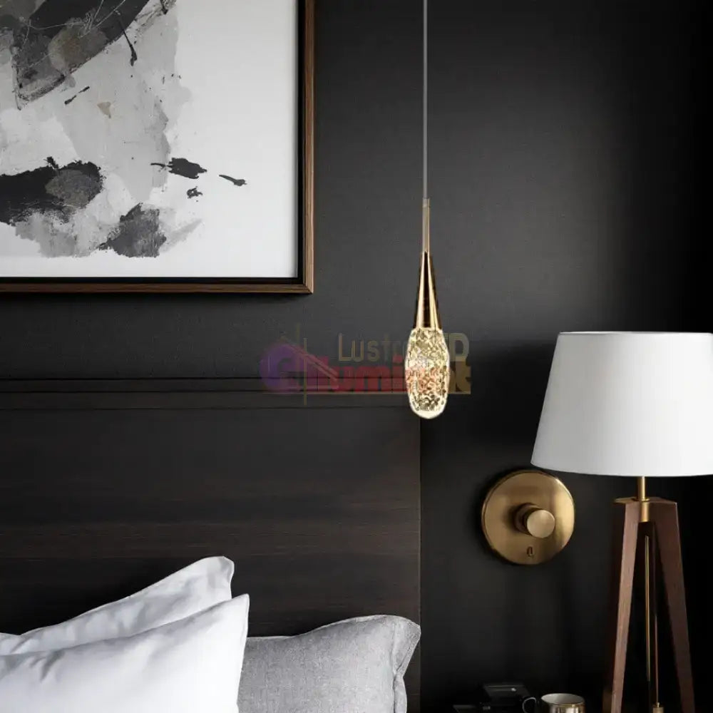 Pendul LED Luxury Crystal Golden Drops lustreled.ro