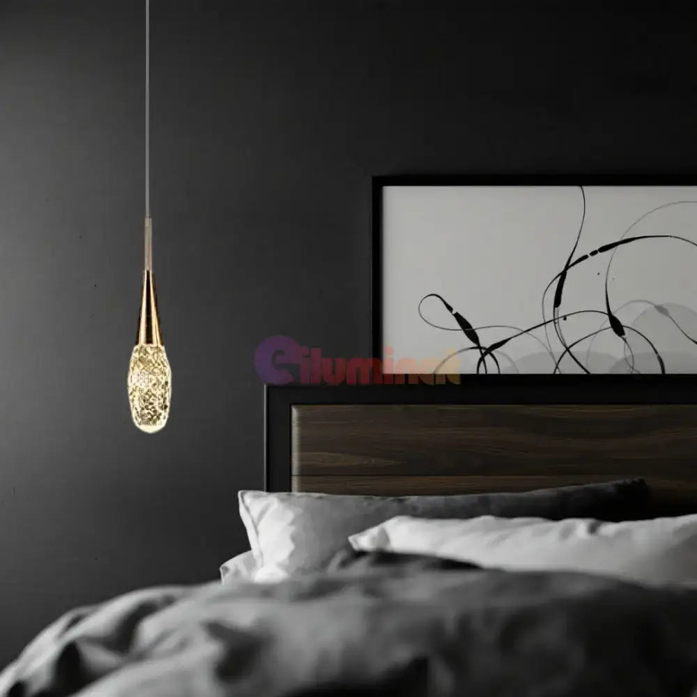 Pendul LED Luxury Crystal Golden Drops lustreled.ro