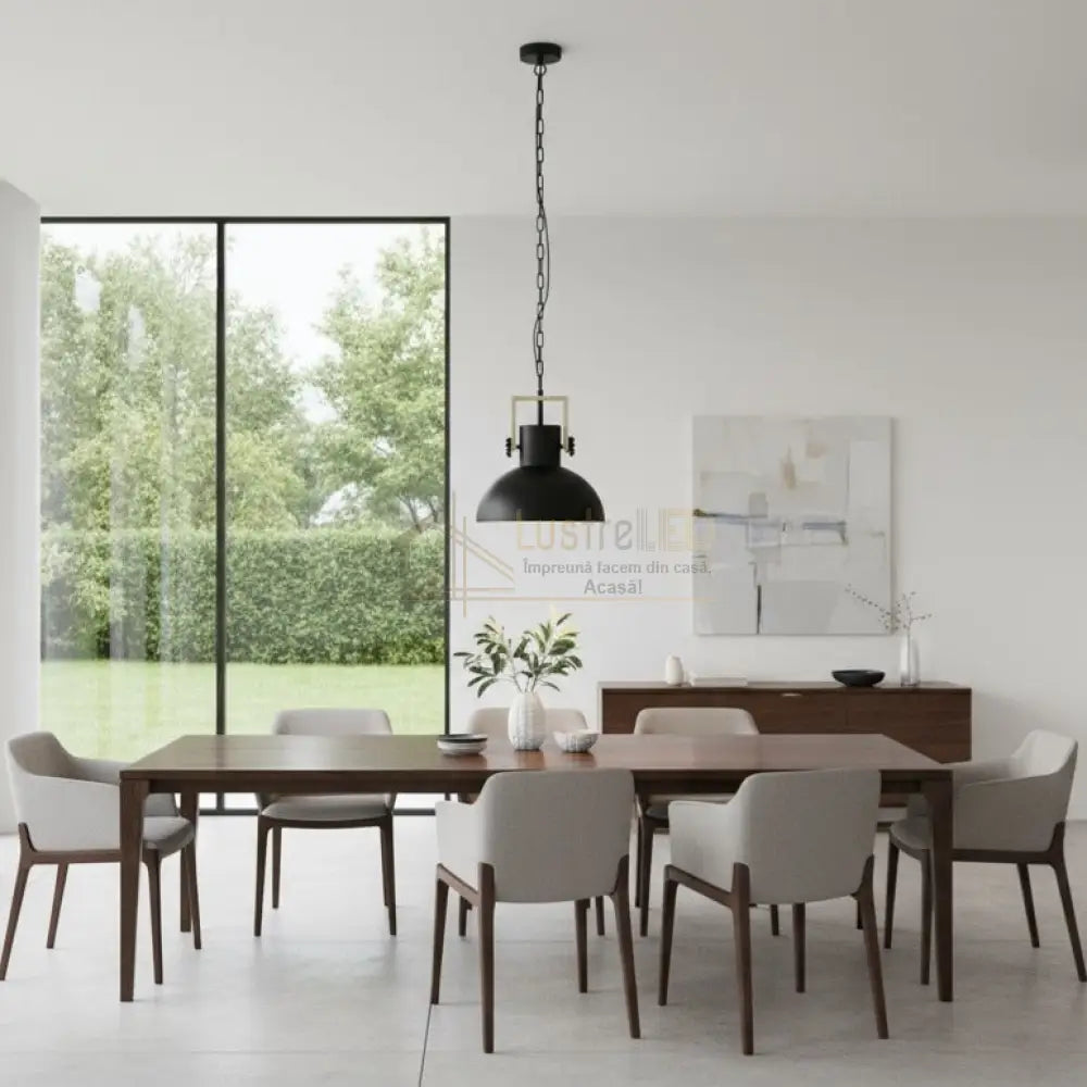 Pendul LUBENHAM Black & Brown 1xE27 Eglo Ø30CM Negru Lighting Fixtures