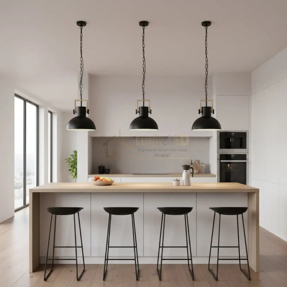 Pendul LUBENHAM Black & Brown 1xE27 Eglo Ø30CM Negru Lighting Fixtures