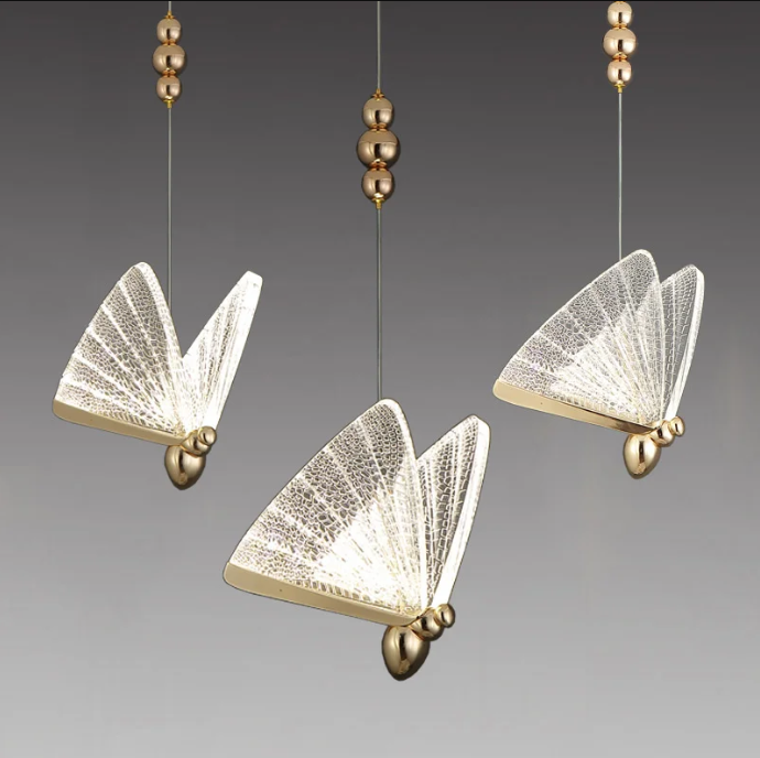 Pendul LED Modern Nordic Butterfly Gold