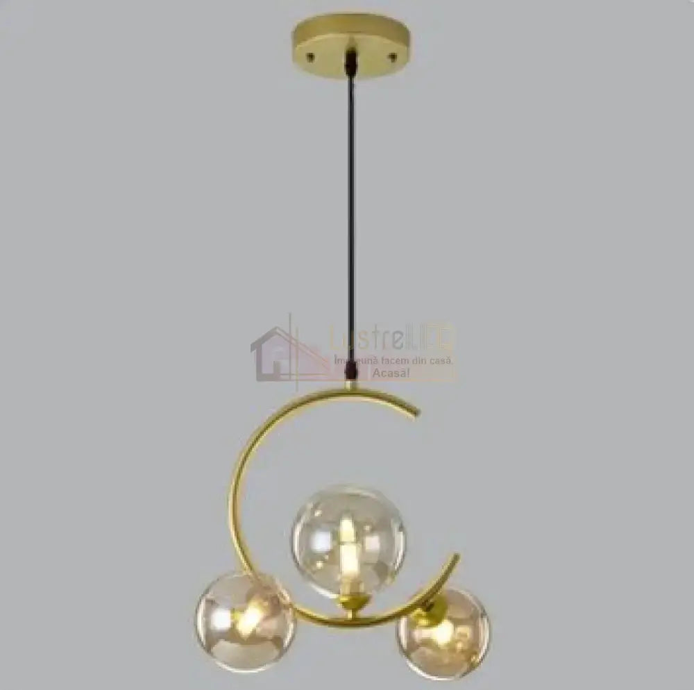 Pendul Nordic Abajur Fumuriu 3xE27 Gold AURIE / NORDIC Lighting Fixtures