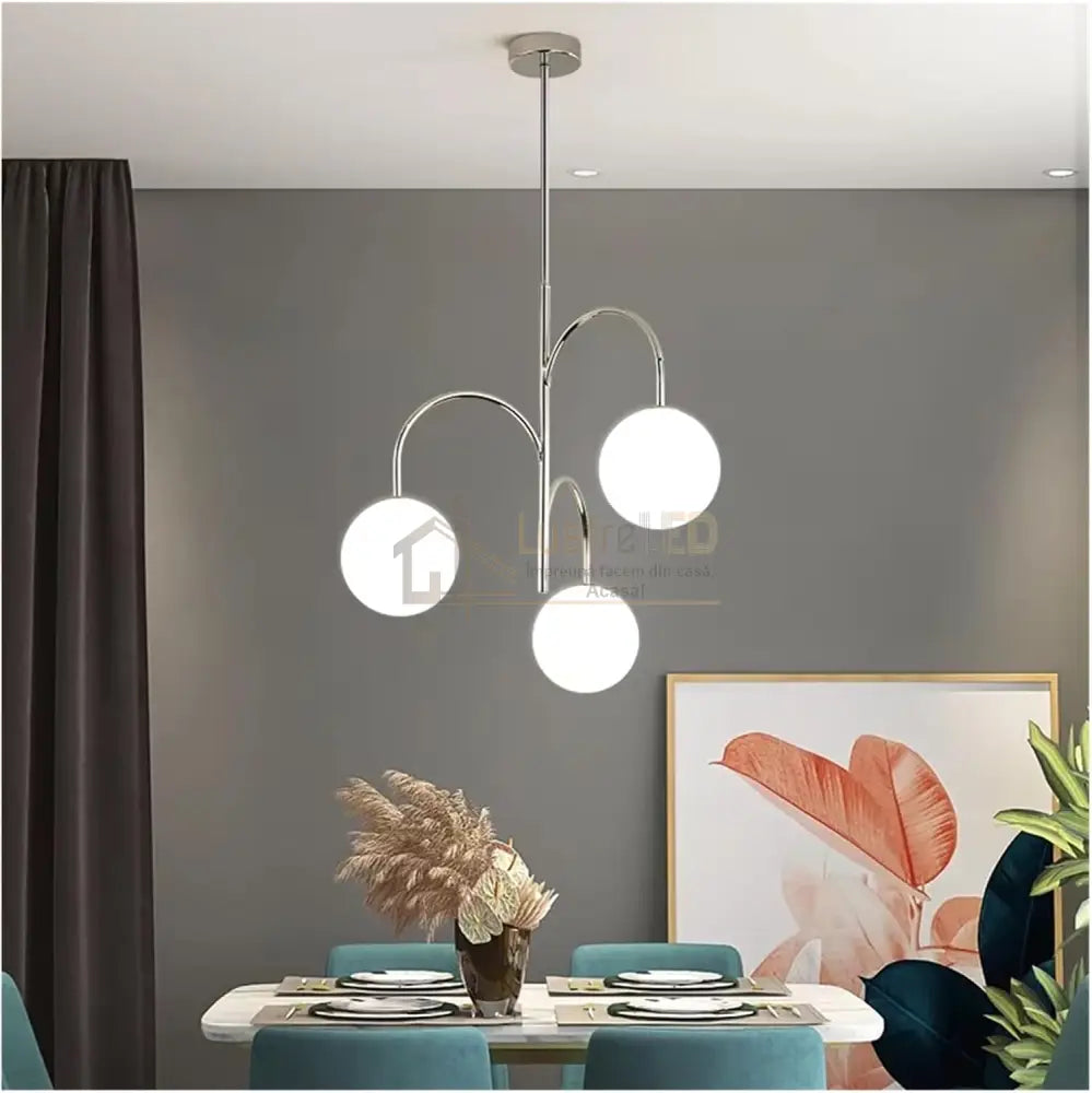 Pendul TREVA Silver Abajur Mat 3xE27 Lighting Fixtures