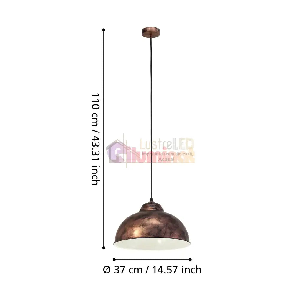 Pendul TRURO 2 Antique Cooper 110CM Eglo AURIU / ABAJUR Lighting Fixtures