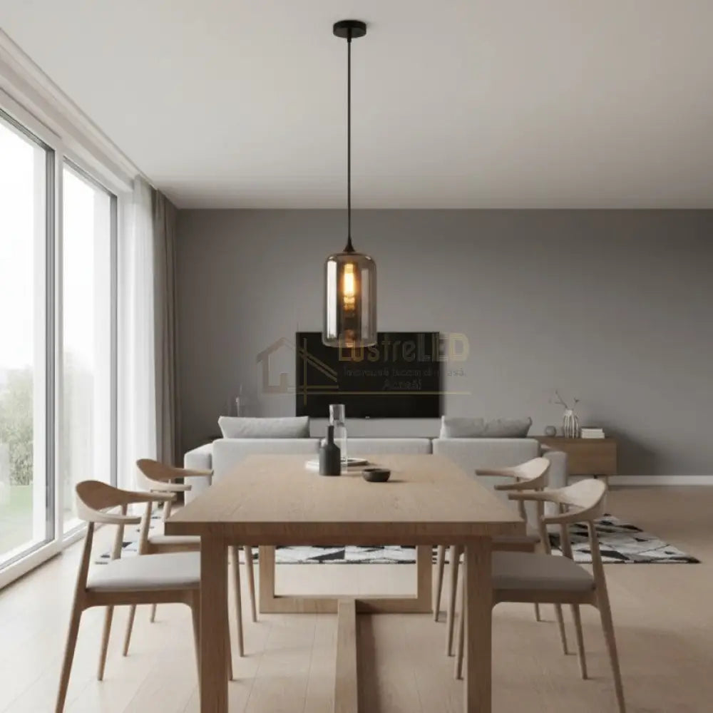 Pendul VERA 3 Black Abajur Fumuriu 1xE27 Lighting Fixtures