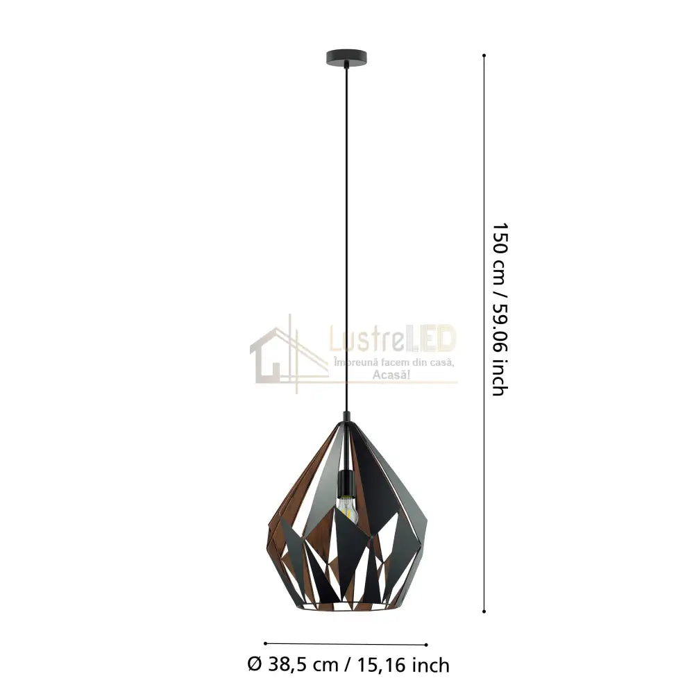 Pendul Vintage CARLTON 1 150CM Eglo NEAGRA / VINTAGE SI RETRO DESIGN Lighting Fixtures