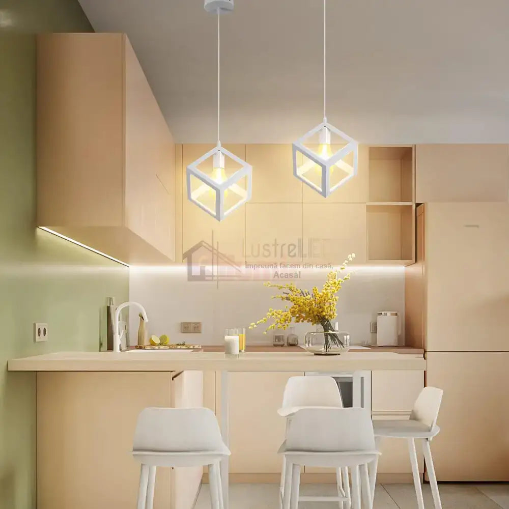 Pendul Vintage E27 Cub Alb