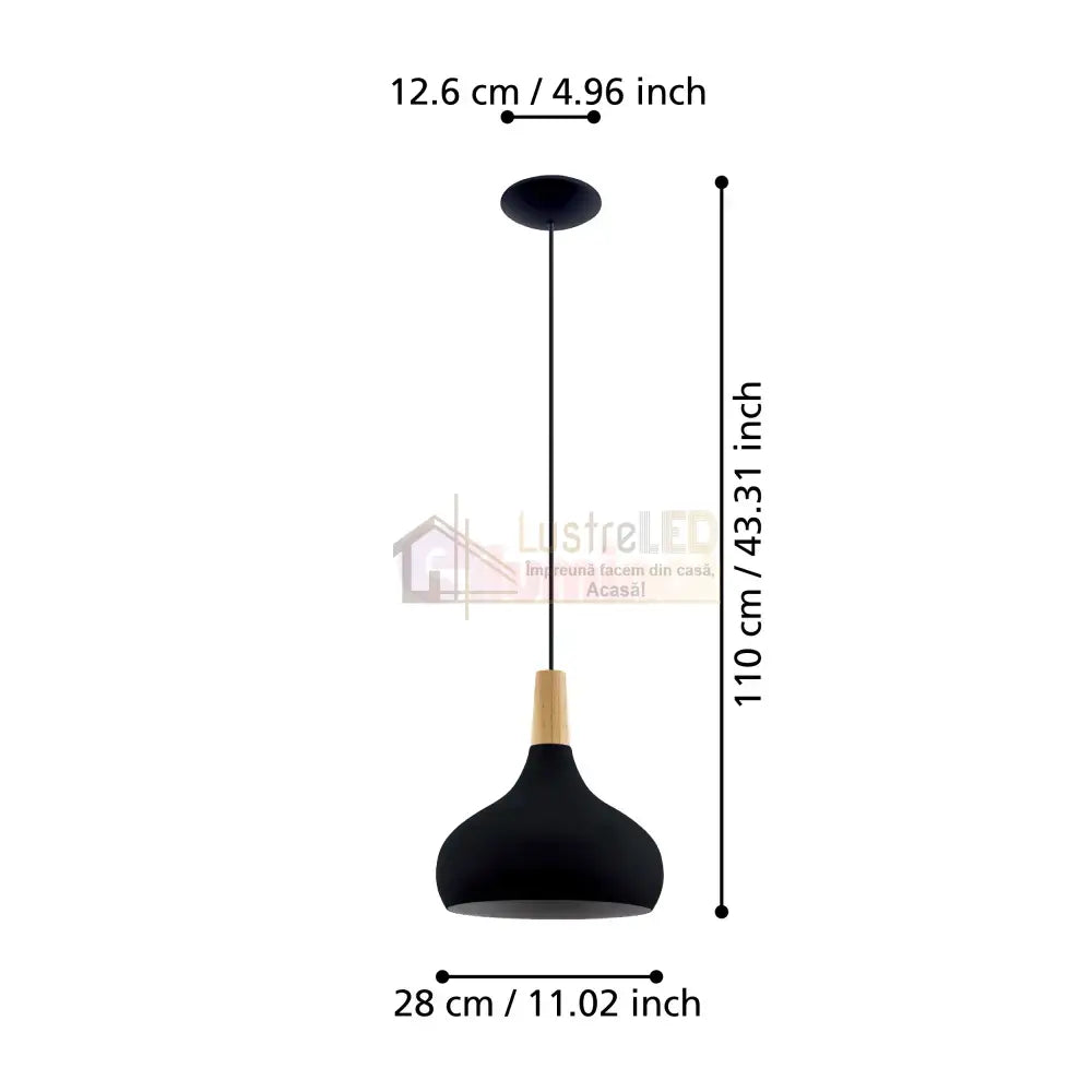 Pendul Vintage Mini SABINAR Black 110CM Eglo NEAGRA / VINTAGE SI RETRO DESIGN Lighting Fixtures