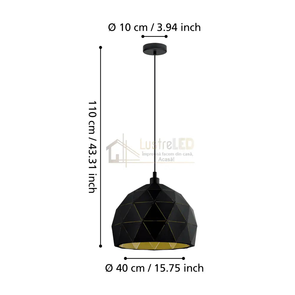 Pendul Vintage ROCCAFORTE 110CM Eglo NEGRU + AURIU / VINTAGE SI RETRO DESIGN Lighting Fixtures