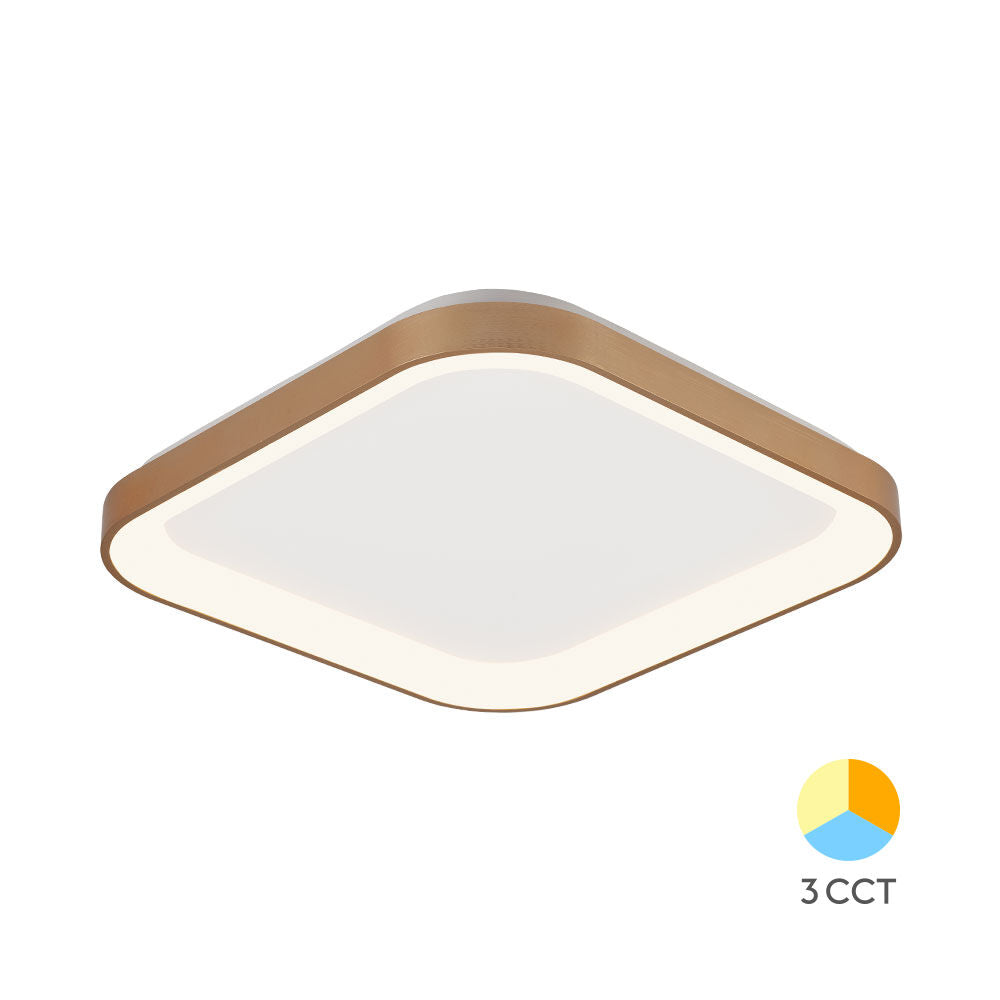 Plafoniera LED 36W 48cm GOLD Square IP20 3 Lumini BH17-00786 48CM / 36W / 3 FUNCTII led ceiling light