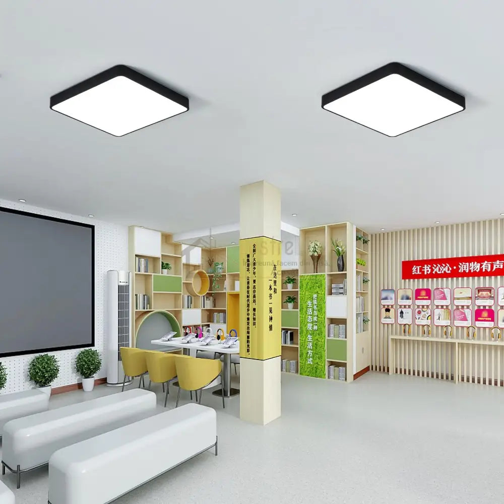 Plafoniera Led 40W Ultra-Thin Black Patrata Echivalent 400W Led Ceiling Light