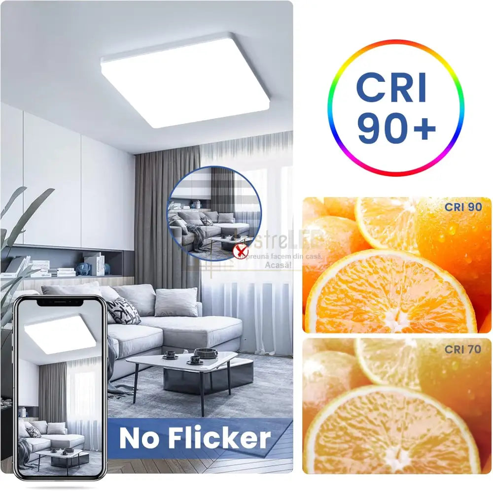 Plafoniera Led 48W Frameless Patrata Echivalent 400W Led Ceiling Light