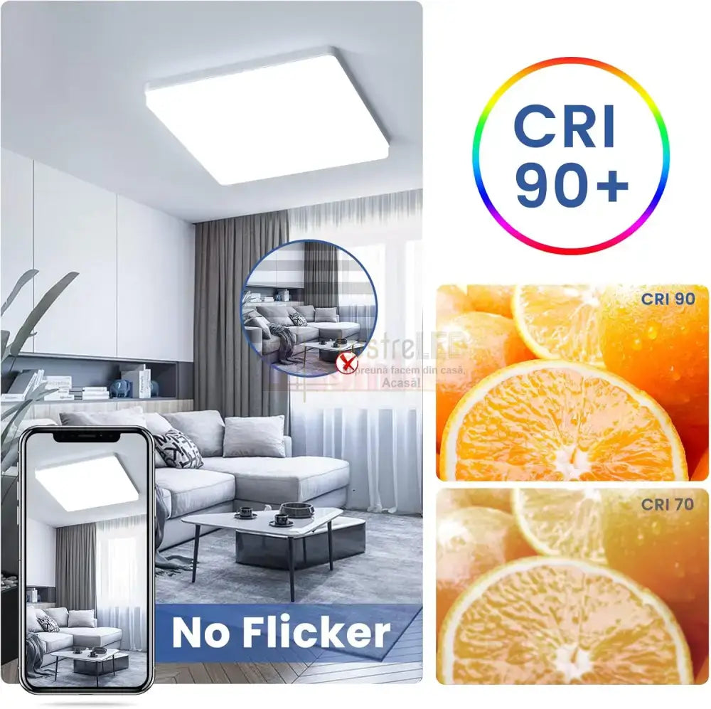 Plafoniera Led 48W Frameless Patrata Echivalent 400W Led Ceiling Light