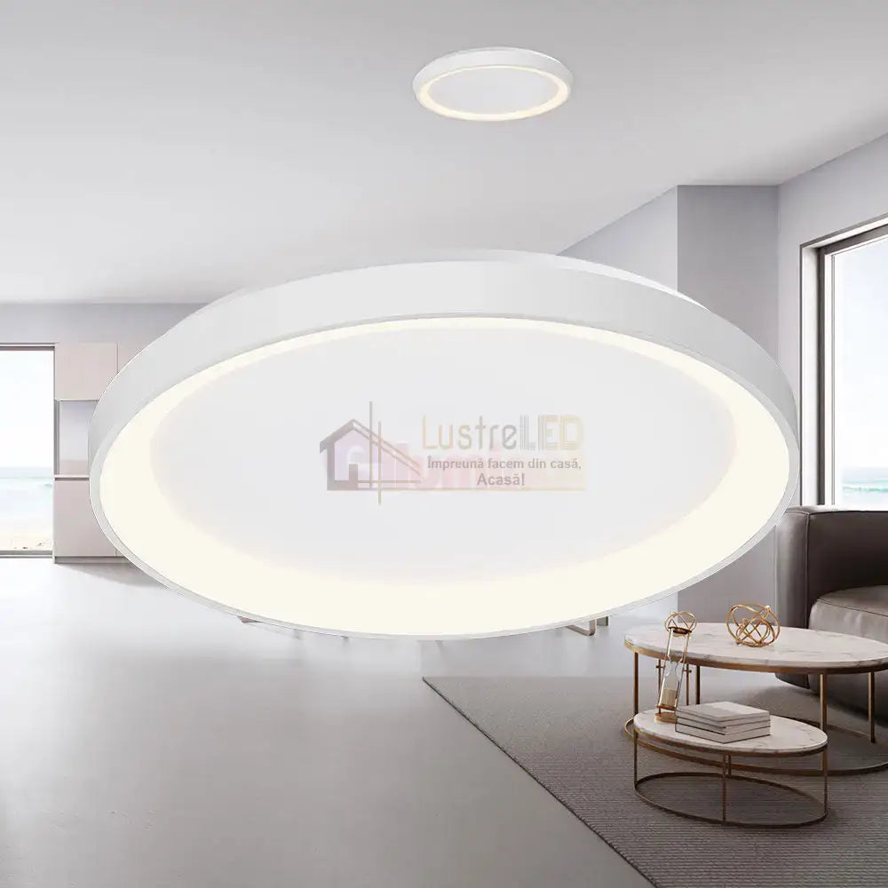 Lustra LED GIRONA White 3 Lumini din buton Echivalent 400W ALBA / 48CM / CIRCLE DESIGN Lighting Fixtures