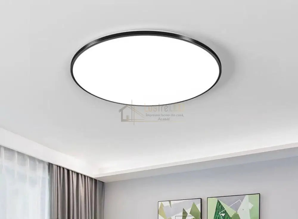 Plafoniera Led Rotunda 50Cm Ultra-Thin Black Echivalent 600W Ip44 Led Ceiling Light