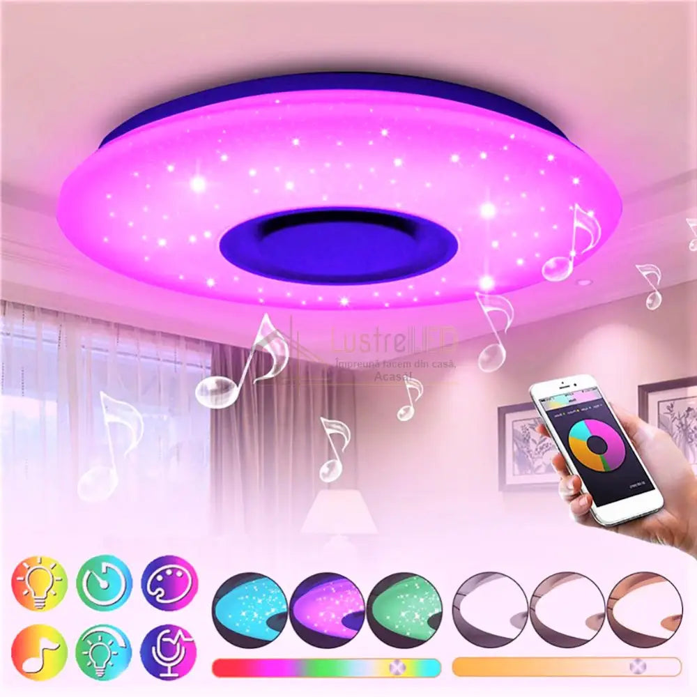 Plafoniera Led Smart 36W Rgbw Cu Bluetooth Echivalent 300W Led Ceiling Light