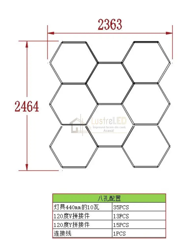 Plafoniera Led Tip Hexagon 236X246Cm 350W Echivalent 3200W Honeycomb Light
