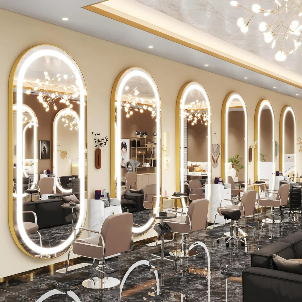 Oglinda LED FELOP Ovala Gold 160x50cm Touch si 3 Lumini