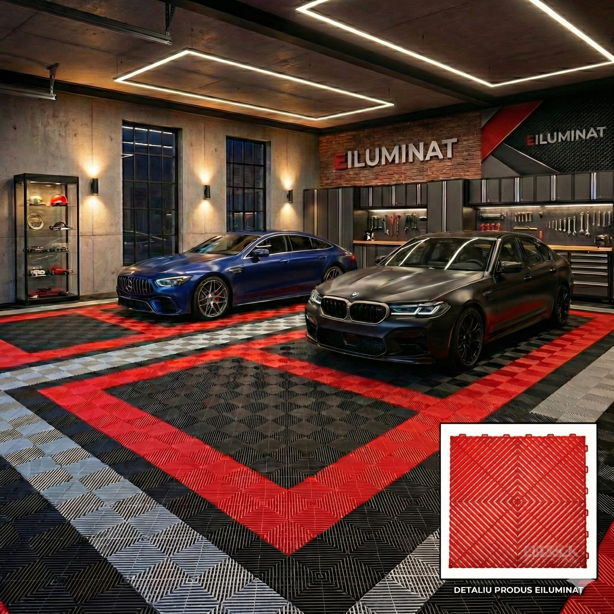 Pardoseala Modulara Rosie Din Polipropilena Rezistenta la 8 Tone 40x40CM