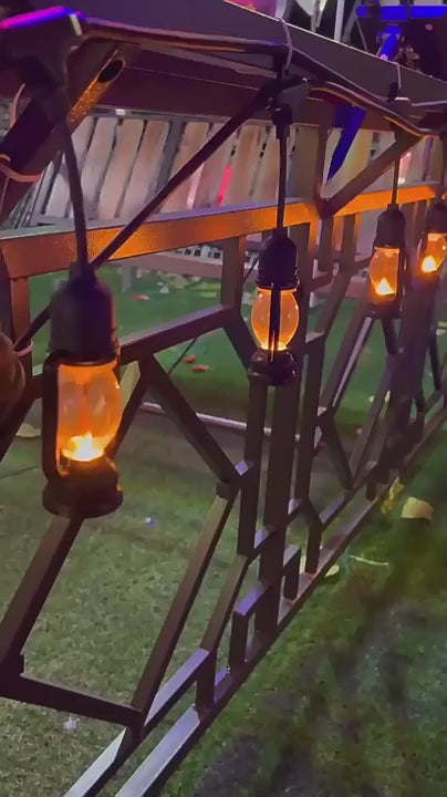 Încarcă videoclipul: Ghirlanda Luminoasa Tip Felinar 5m / 10 Becuri, Flacara miscatoare , Interconectabil