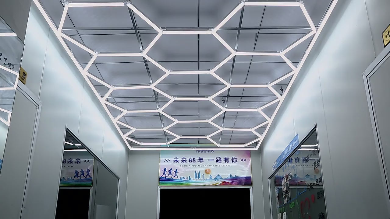 Încarcă videoclipul: HoneyComb LED Hexagon Luminos PREMIUM Rama De Aluminiu