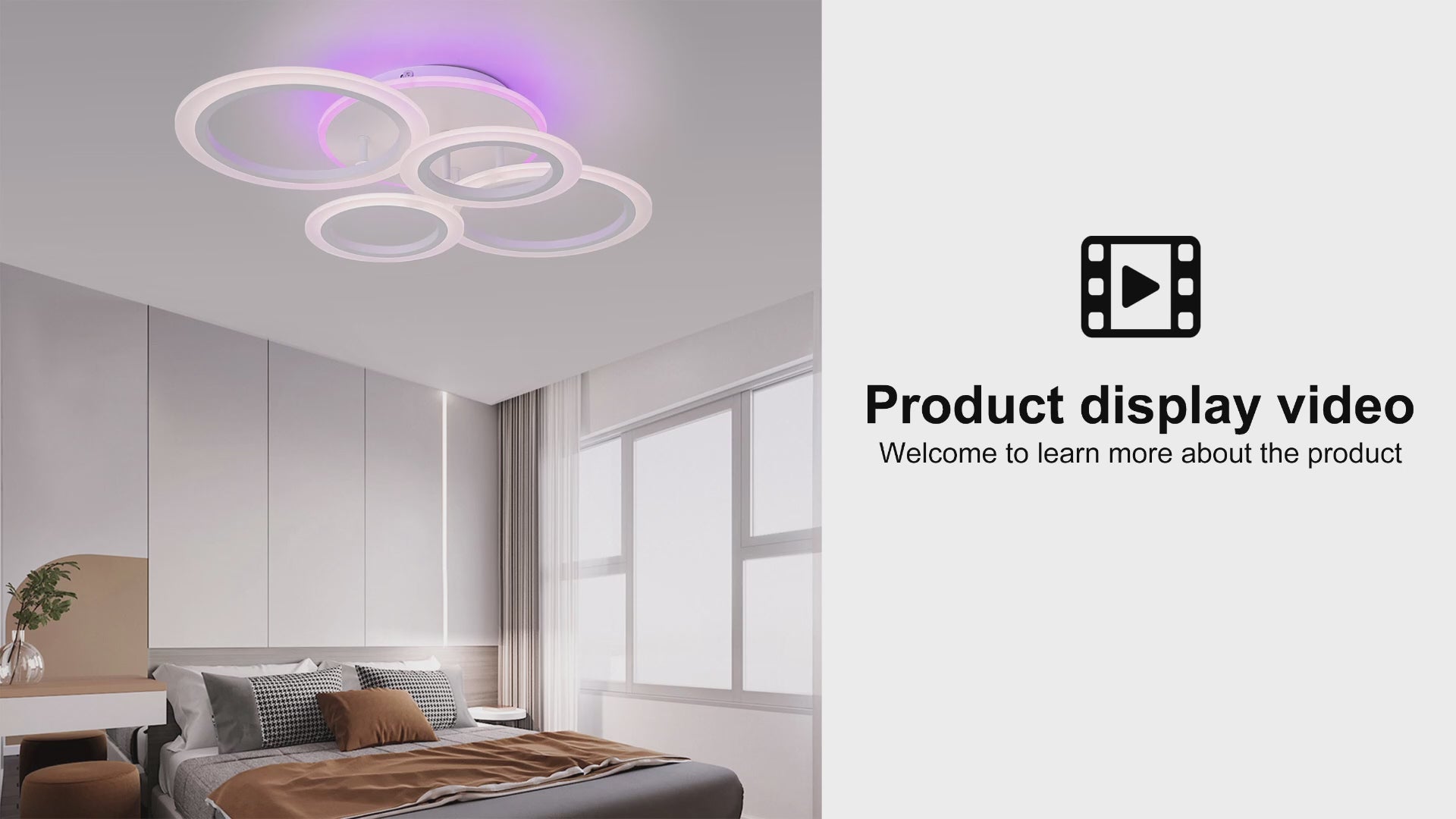 Încarcă videoclipul: Lustra LED 4 Circle RGB Echivalent 500W Telecomanda