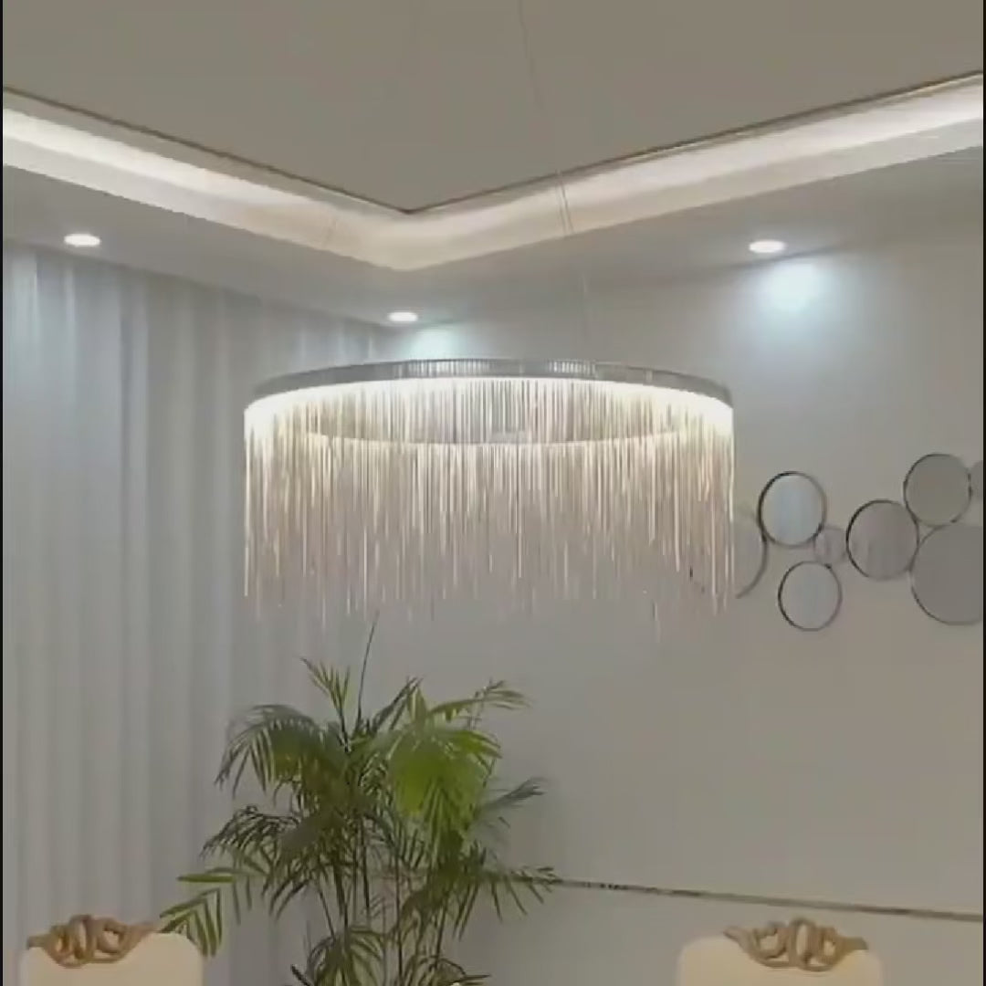 Încarcă videoclipul: Lustra LED 60W KING Chrome 1 Segment CHROME / 60CM / SUSPENDATE Lighting Fixtures