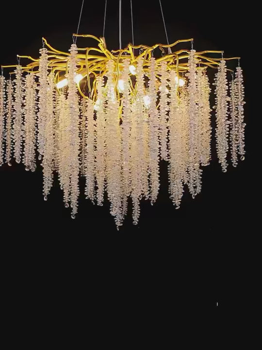 Încarcă videoclipul: Candelabru Cristal LUXURY Golden Willow 60CM