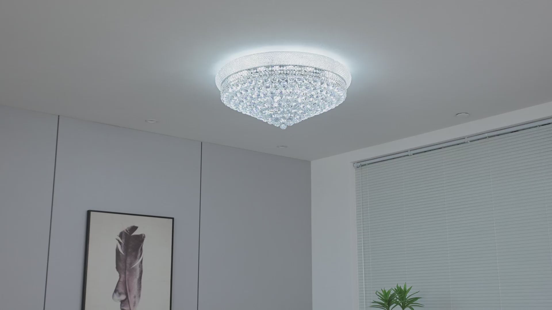 Încarcă videoclipul: Lustra LED Aplicata Crystal Dome Silver Telecomanda si Lumini RGB