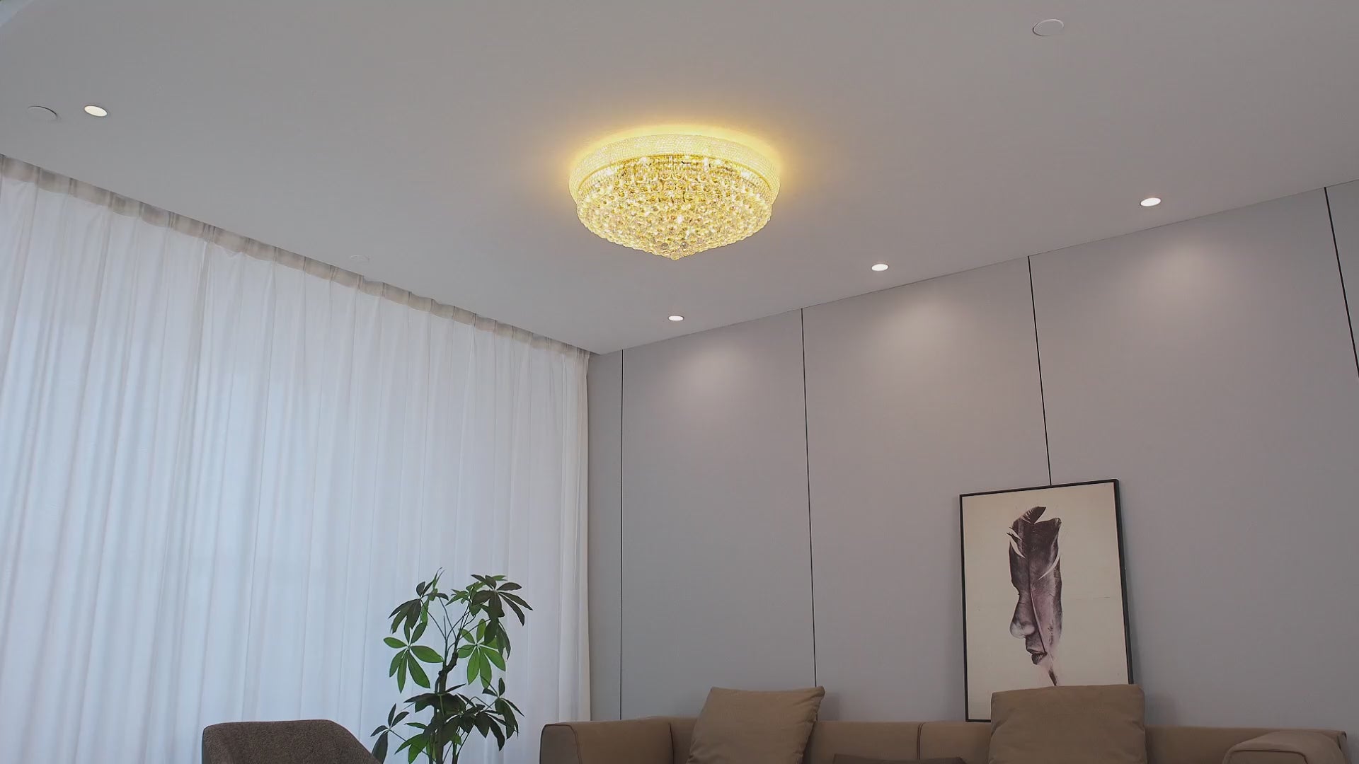 Încarcă videoclipul: Lustra LED Aplicata Crystal Dome Telecomanda si RGB