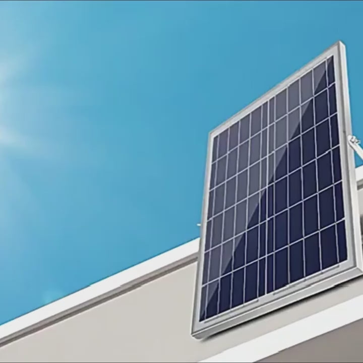 Încarcă videoclipul: Aplica LED 100W cu Panou Solar si Telecomanda
