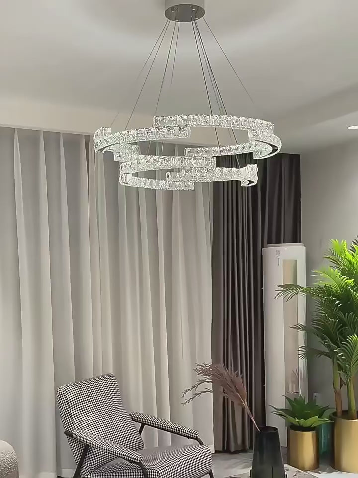 Încarcă videoclipul: Lustra LED Cristal Suspendata Glamorous Echivalent 600W