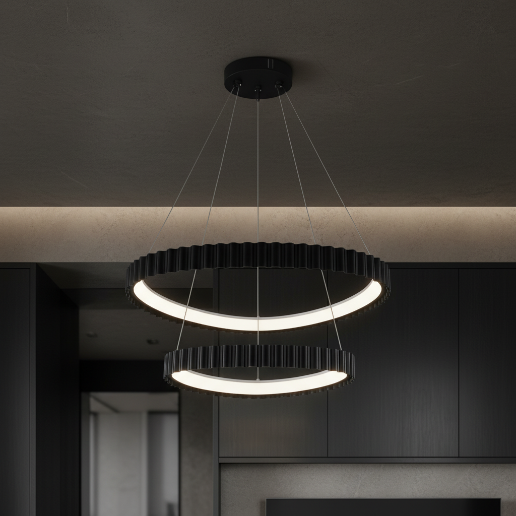 Lustra LED Suspendata 132W PALLADIO 2 Segmente Black Echivalent 700W