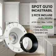 Spot LED GU10 35W Rotund cu 2 Fete Incluse Alb / Negru / ⌀100 mm / Incastrabil