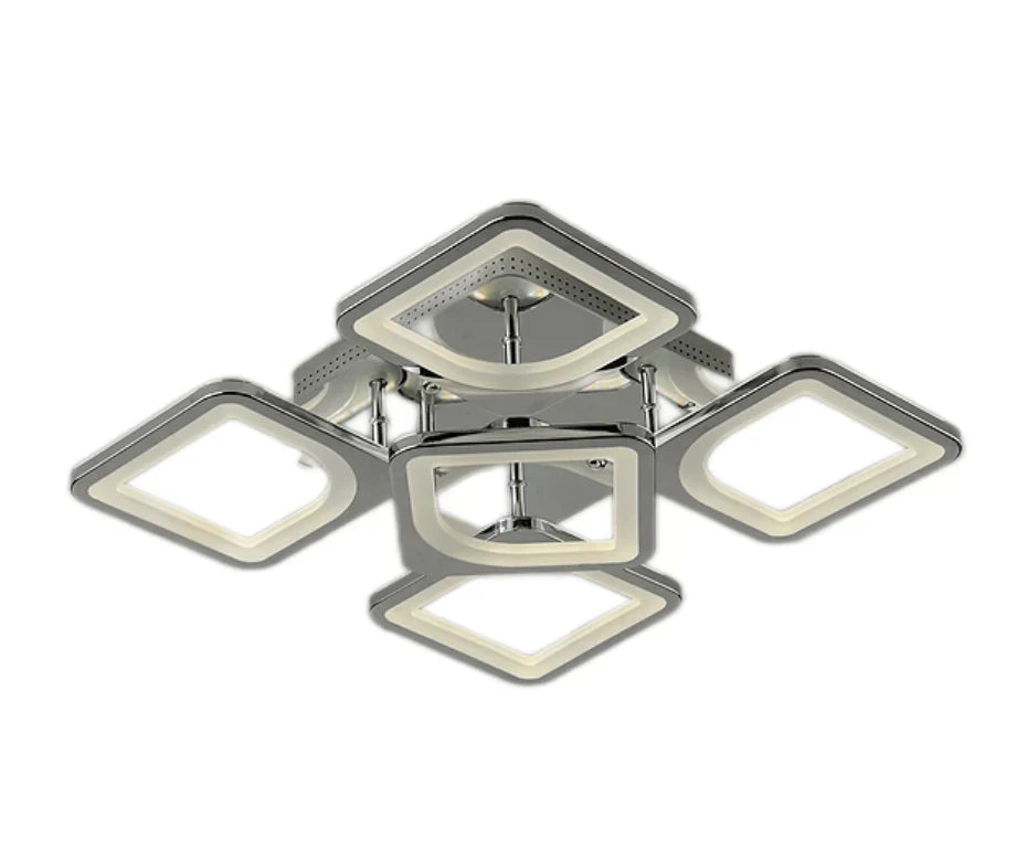 Lustra LED SQUARE 4+1 CHROME 40cm Telecomanda Echivalent 500W