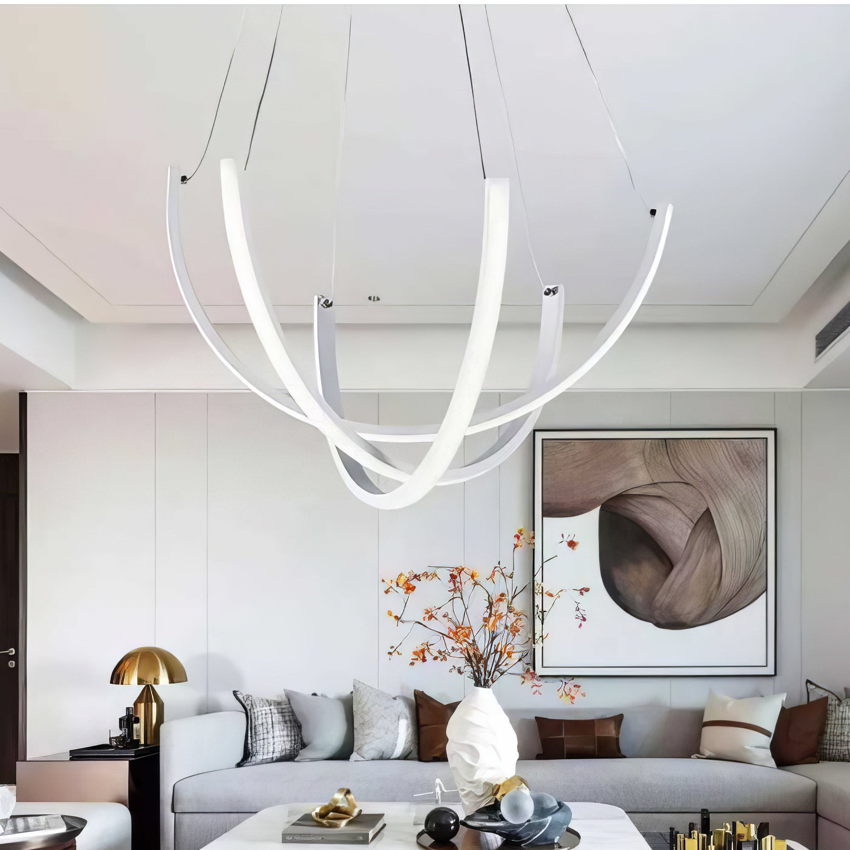 Lustra LED Suspendata NOVIQ Alba Echivalent 600W Telecomanda