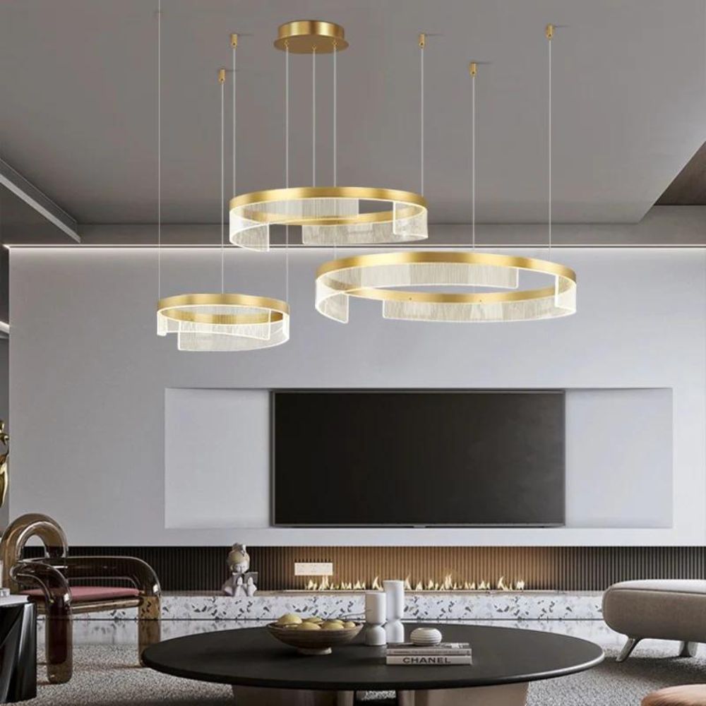 Lustra LED KYZO Royal Gold 3 Segmente Mobile Echivalent 1200W Telecomanda