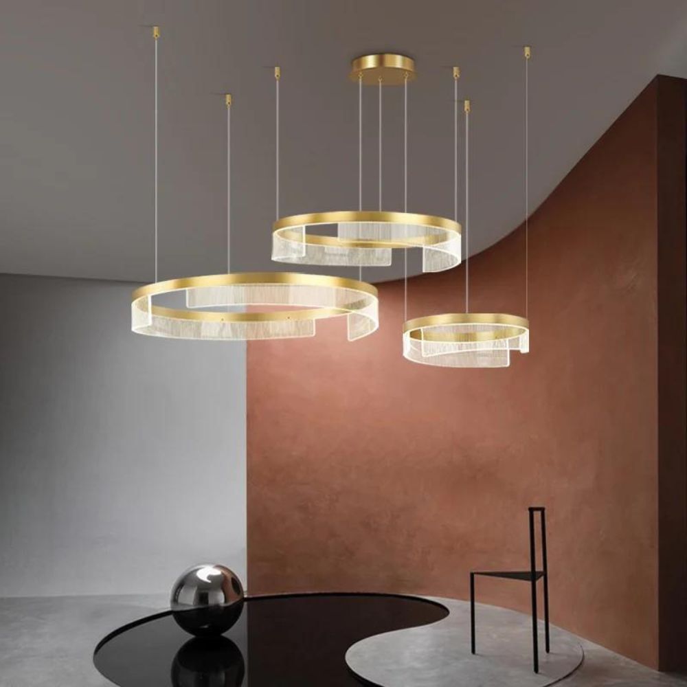 Lustra LED KYZO Royal Gold 3 Segmente Mobile Echivalent 1200W Telecomanda