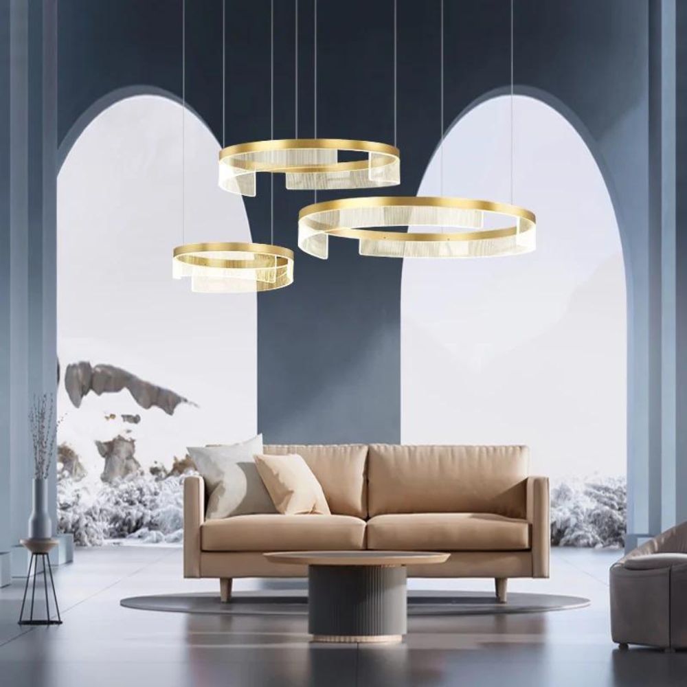 Lustra LED KYZO Royal Gold 3 Segmente Mobile Echivalent 1200W Telecomanda