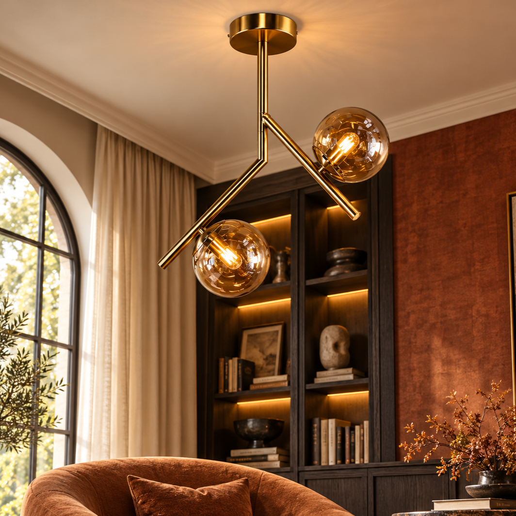 Lustra CRATO Gold Abajur Fumuriu 2xE14