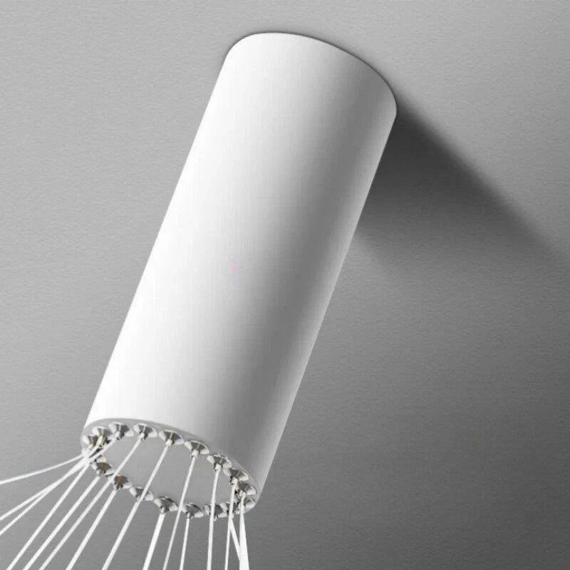 Lustra LED 9 Geometric WHITE Lines Suspendata Echivalent 1200W 300CM