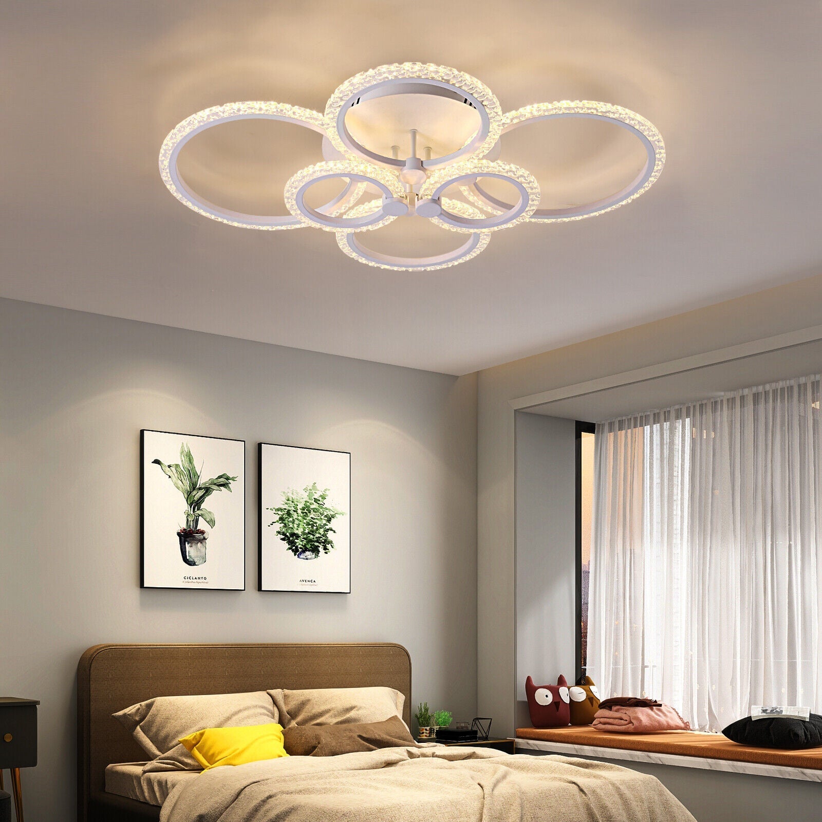 Lustra Led 160W 4 + 2 Circle Maxi Bubbles Design Telecomanda Lighting Fixtures