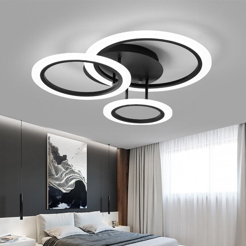 Lustra LED 3 BLACK CIRCLE Echivalent 300W Telecomanda