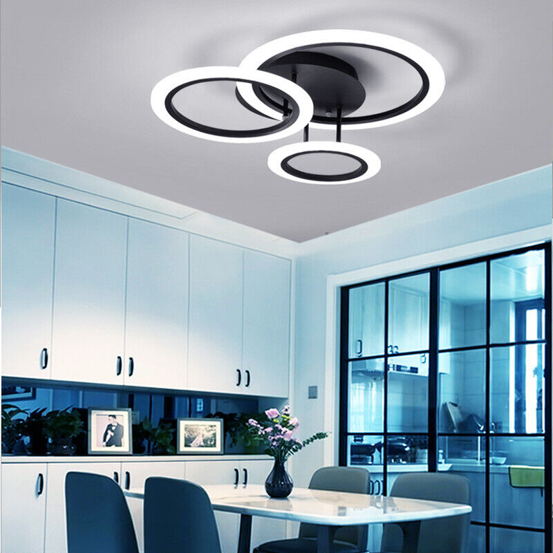 Lustra LED 3 BLACK CIRCLE Echivalent 300W Telecomanda