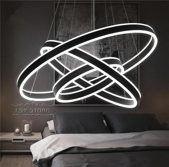 Lustra LED KING Black XXL 80cm 3 Segmente Echivalent 1200W Telecomanda