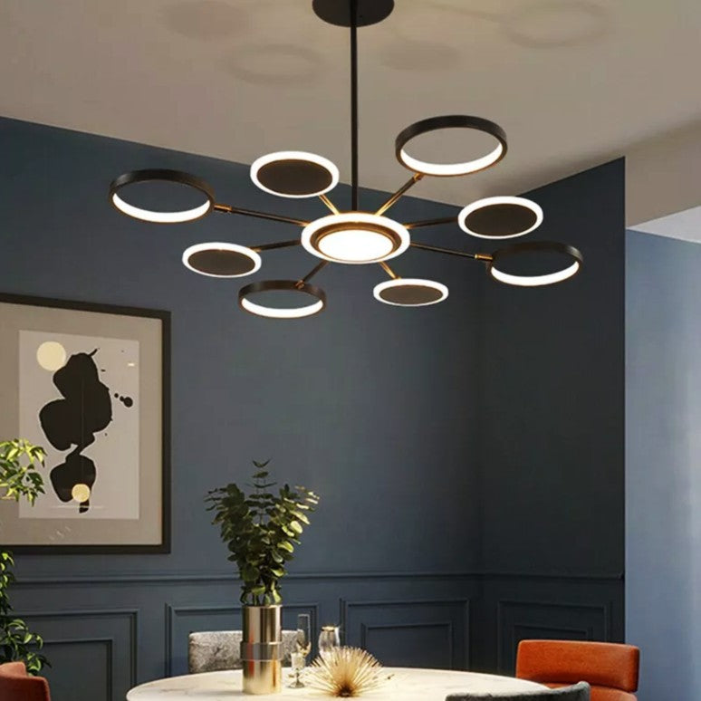 Lustra LED Gambit Black 4+4+1 Brate reglabile Echivalent 600W Telecomanda